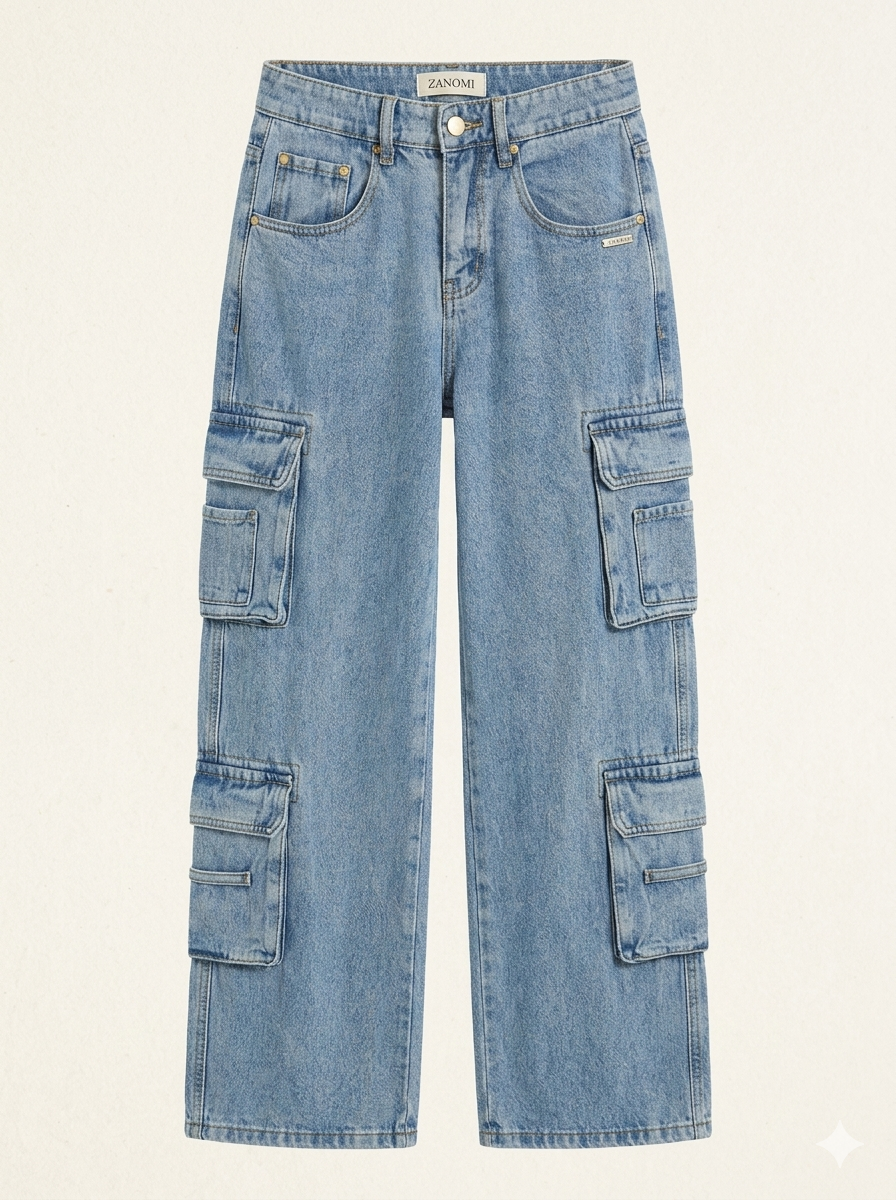 Women's Baggy Cargo Jeans, Relaxed Fit