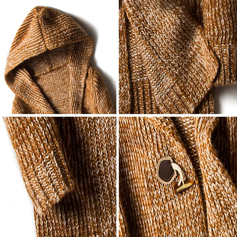 Men’s Wool Blend Hooded Cardigan Side Pockets