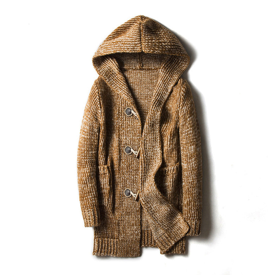 Men’s Wool Blend Hooded Cardigan Side Pockets