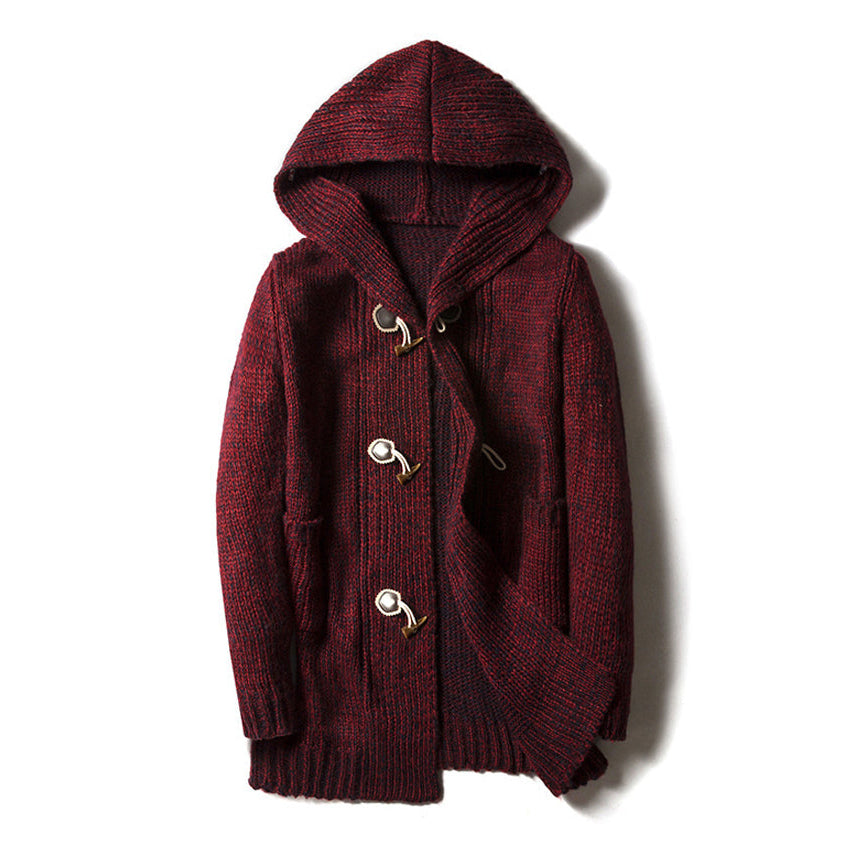Men’s Wool Blend Hooded Cardigan Side Pockets