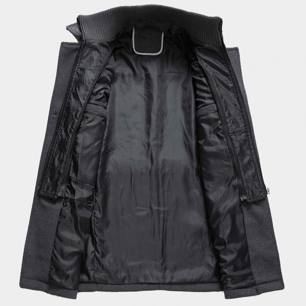 Men’s Winter Coat Long Full-Zip with High Collar, Classic Fit