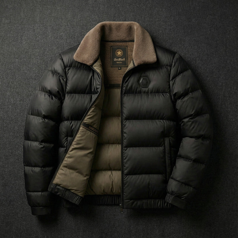 Men’s Puffer Jacket Lightweight with Fleece Collar and Down Filling