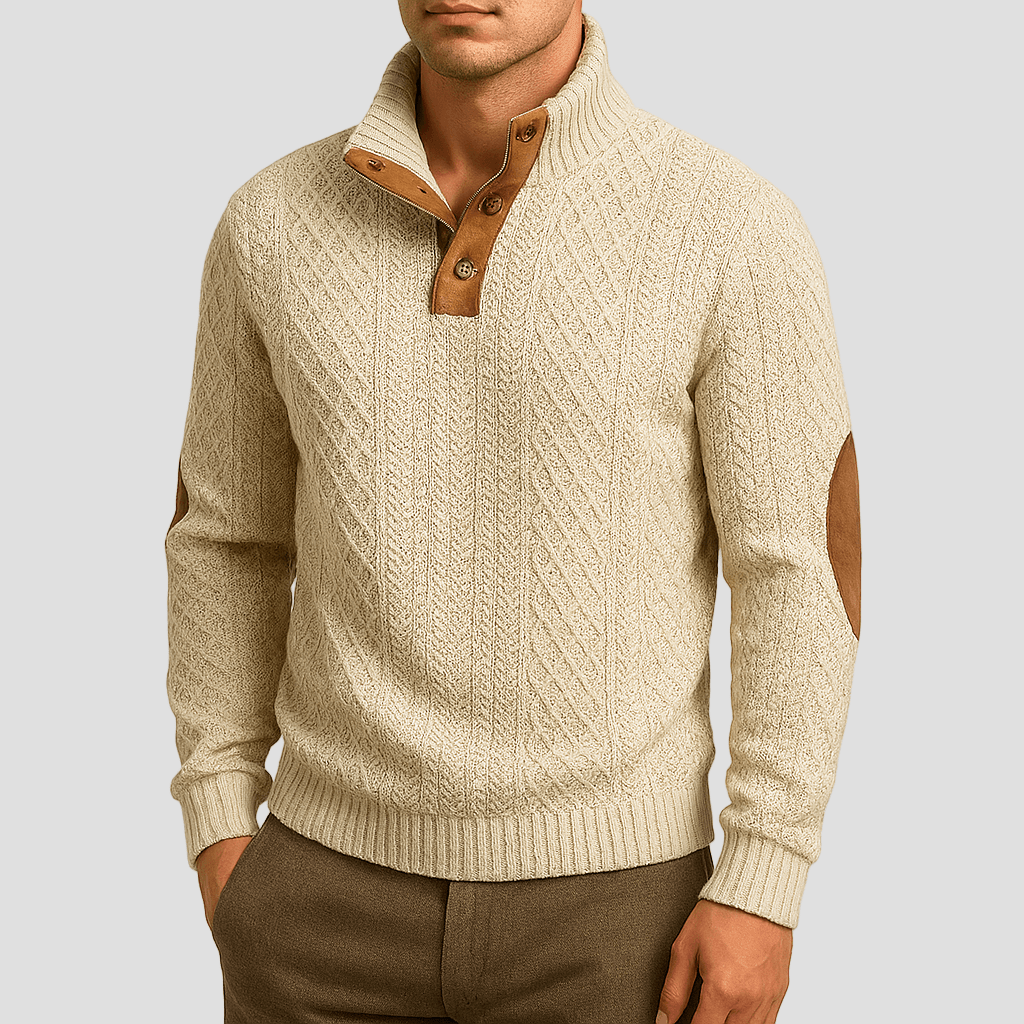 Brooks Mens Button Neck Sweater