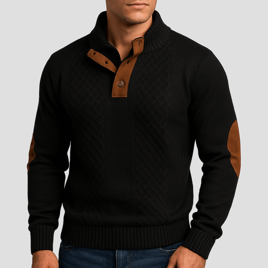 Brooks Mens Button Neck Sweater