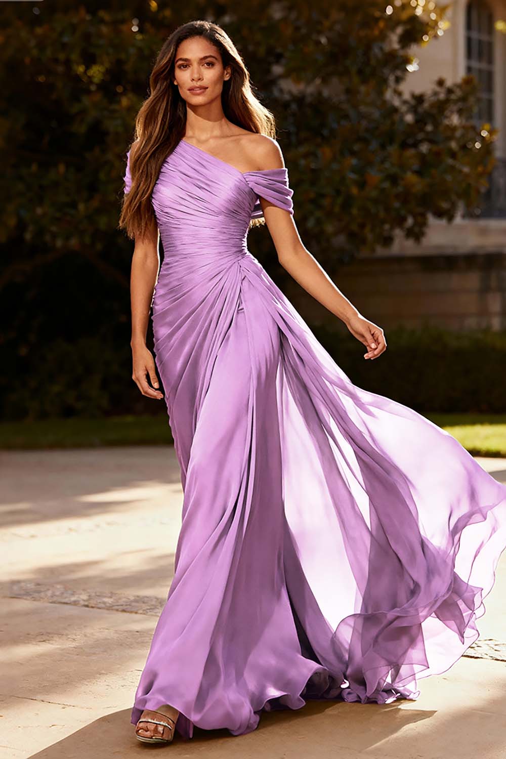 Dusty Sage Chiffon A-Line Formal Maxi Dress