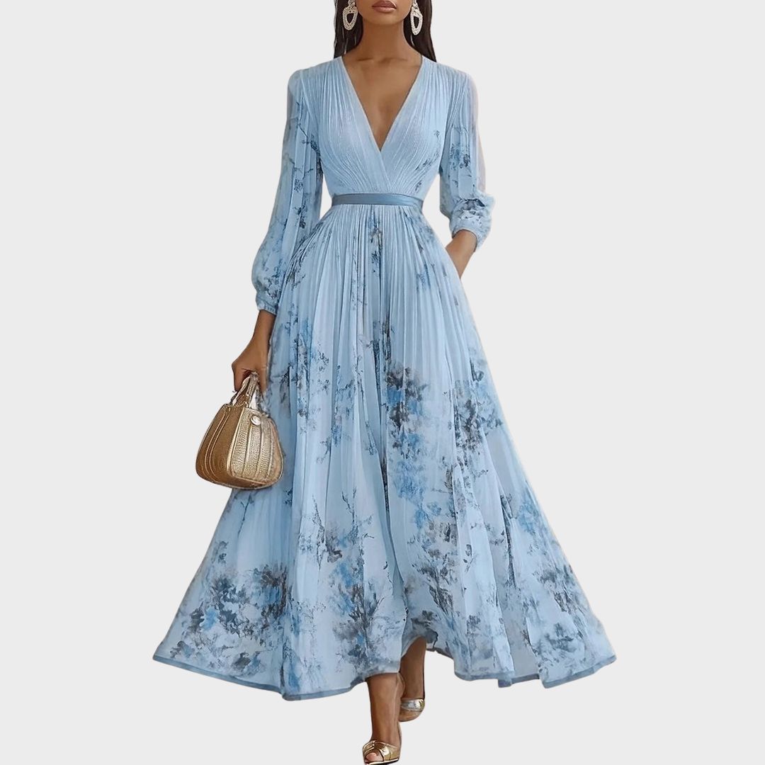 Elegant Formal Pleated Maxi Dress