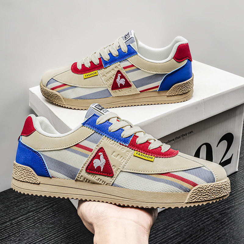 Sneakers in Retro Suede and Mesh with Sculpted Non-Slip Sole