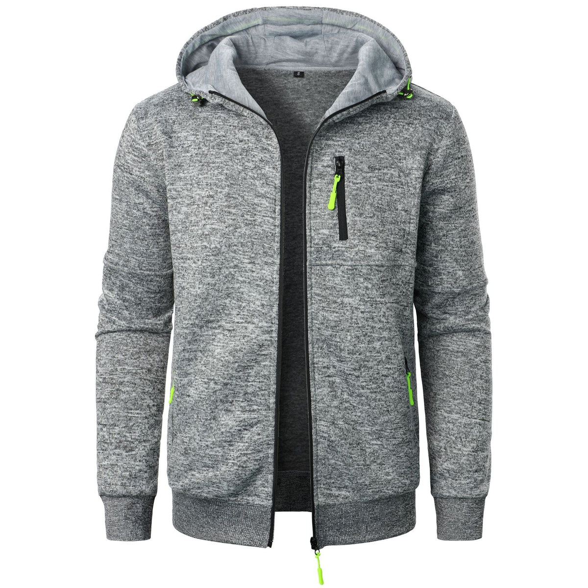 Textured Jacquard Hooded Zip Cardigan