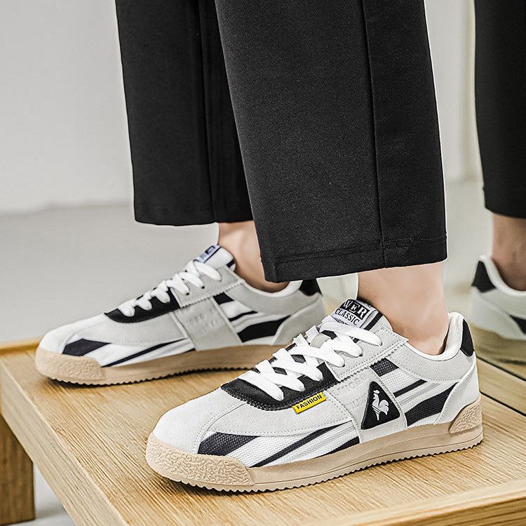 Sneakers in Retro Suede and Mesh with Sculpted Non-Slip Sole