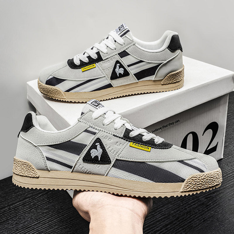 Sneakers in Retro Suede and Mesh with Sculpted Non-Slip Sole