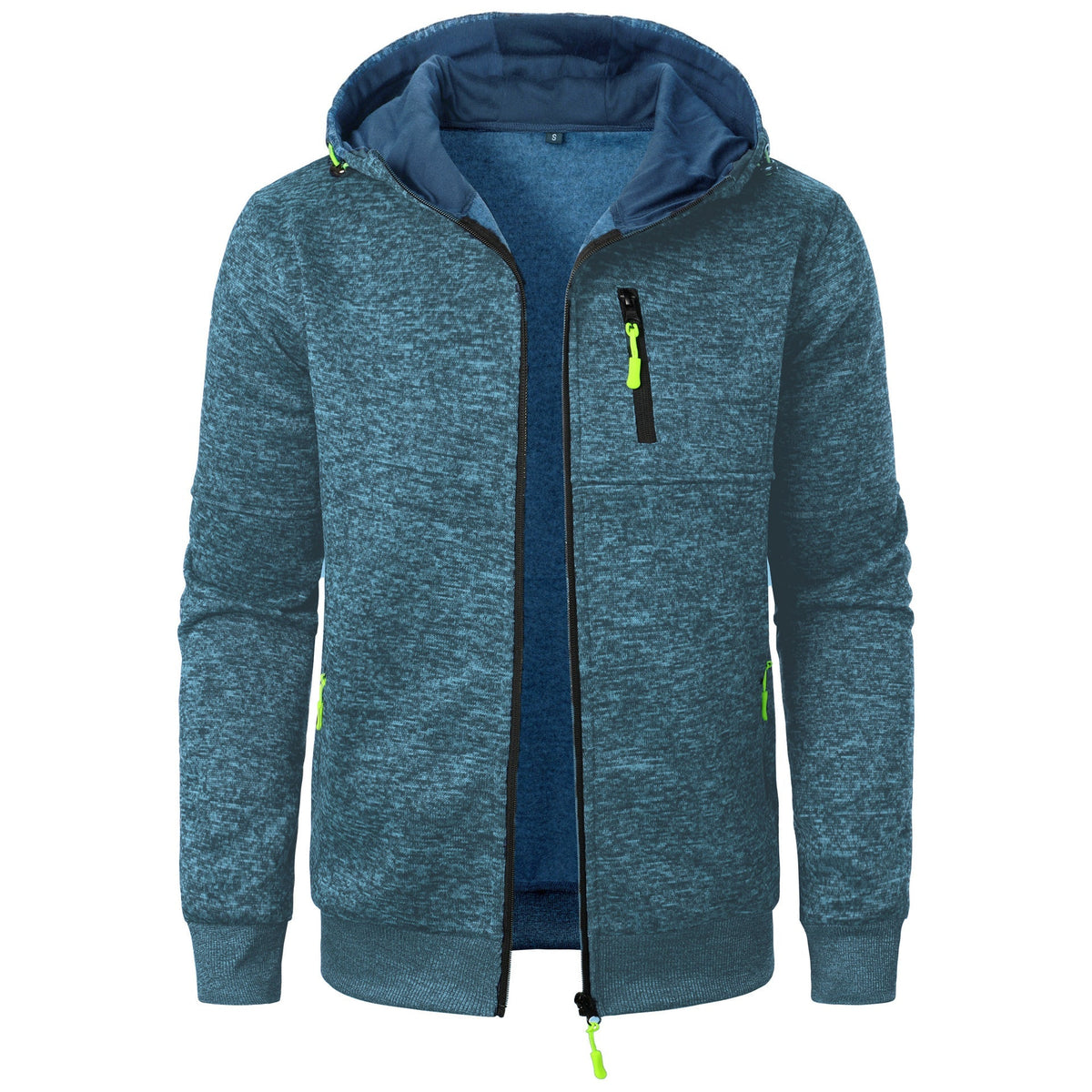 Textured Jacquard Hooded Zip Cardigan