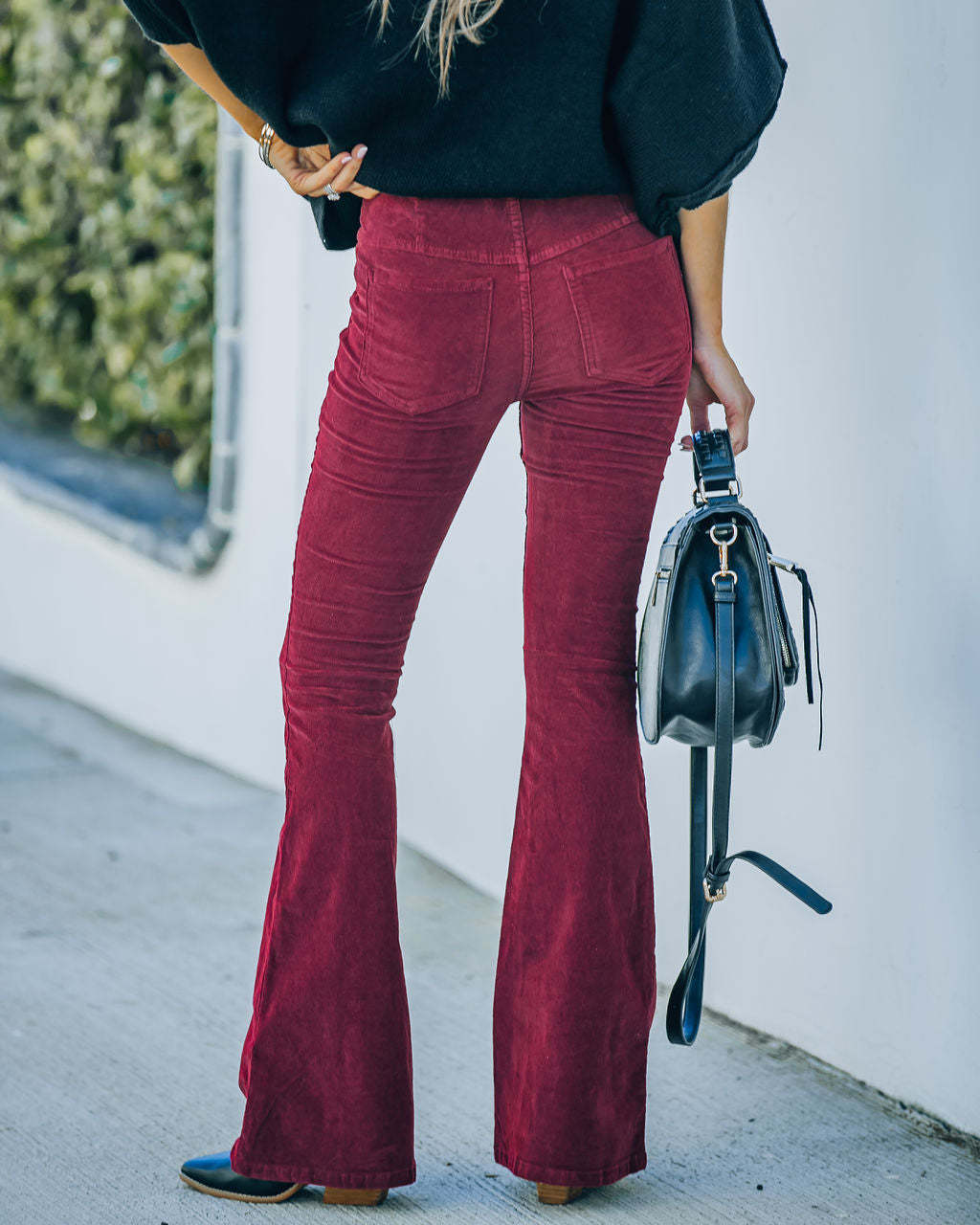 Flare Jeans High Waist in Corduroy Fabric