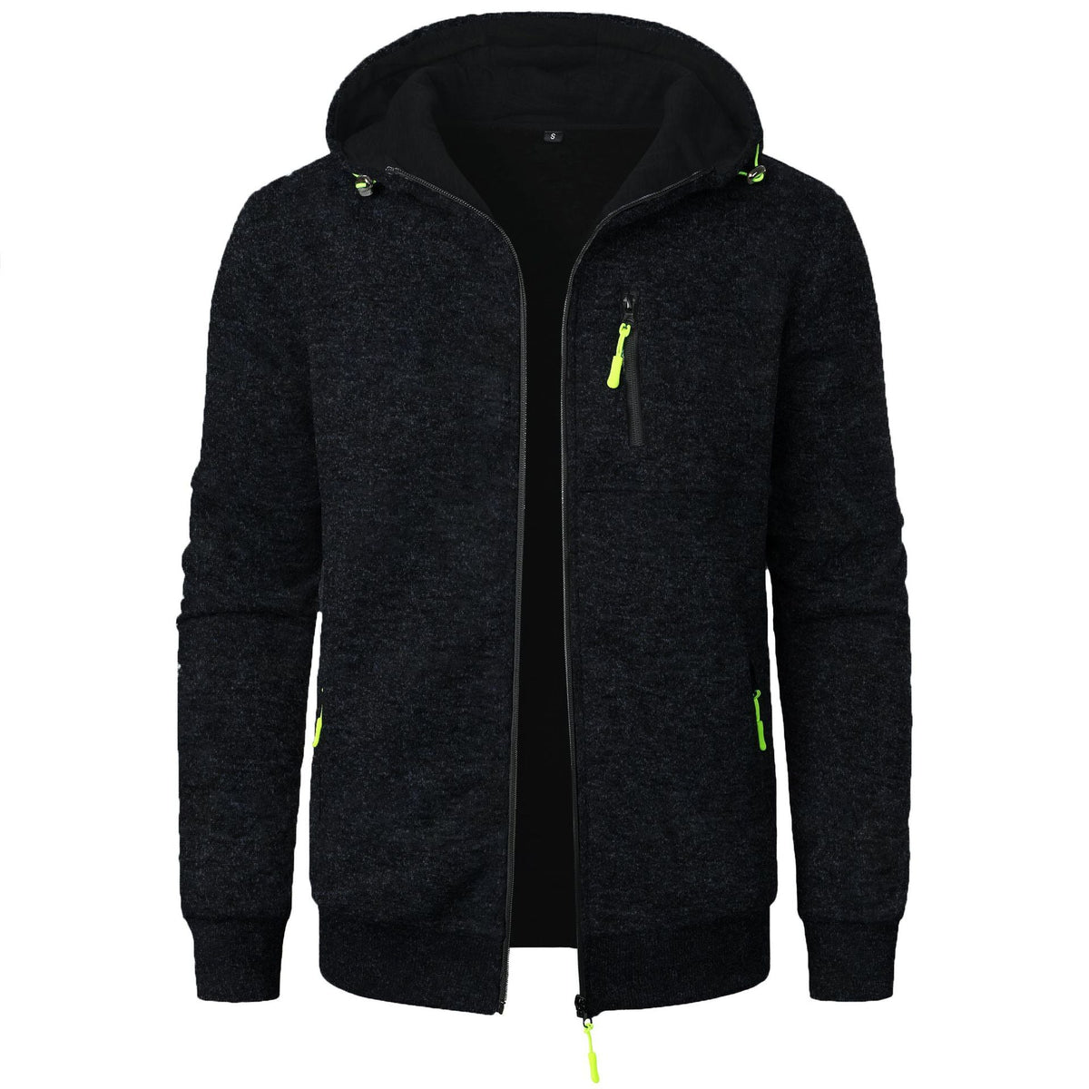Textured Jacquard Hooded Zip Cardigan