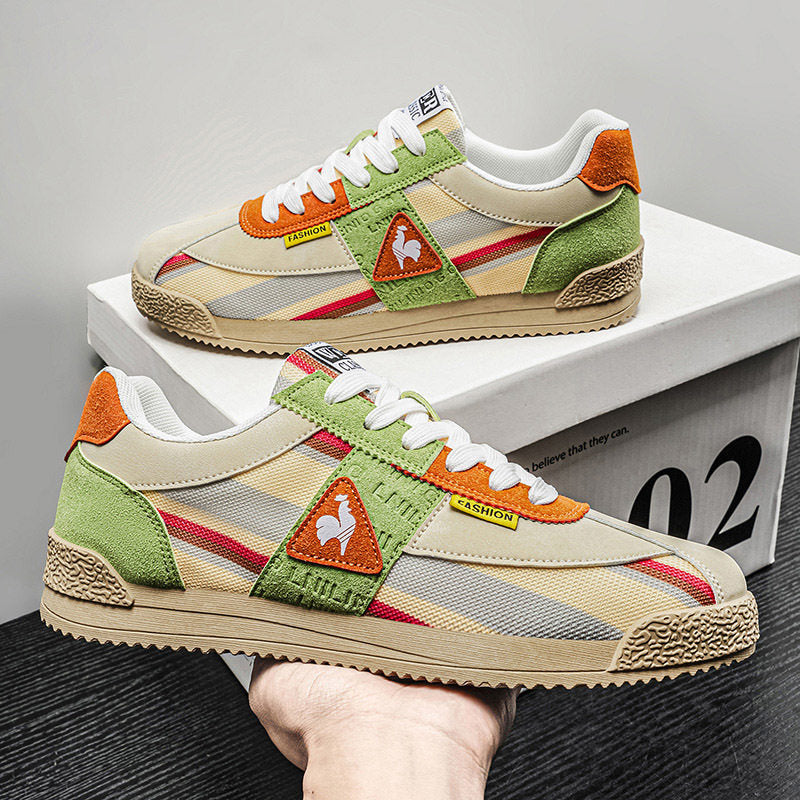 Sneakers in Retro Suede and Mesh with Sculpted Non-Slip Sole