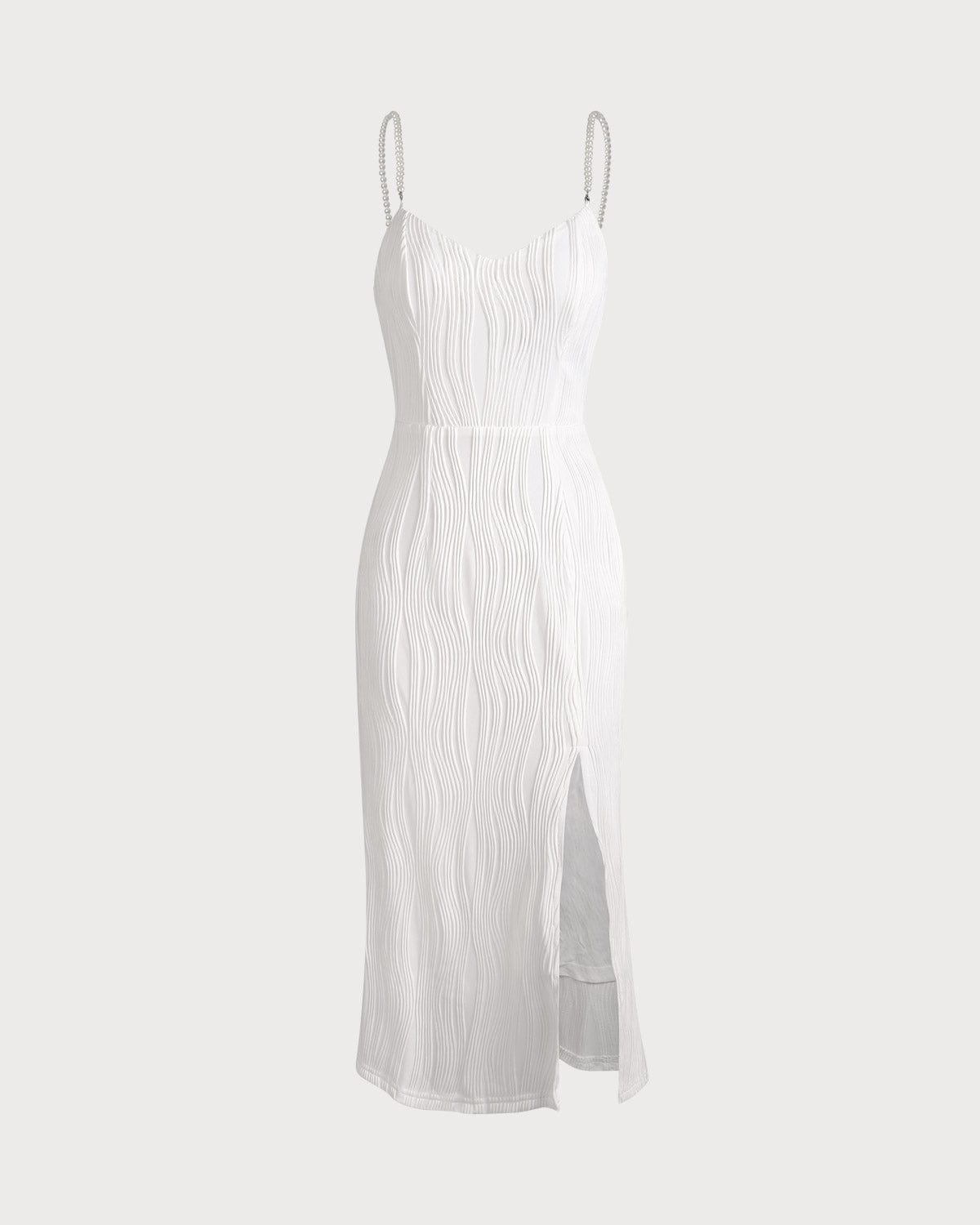 Formal Pearl Strap Midi Dress