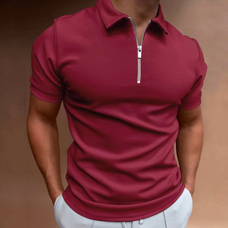 Men’s Slim Fit Zip-Up Polo Shirt