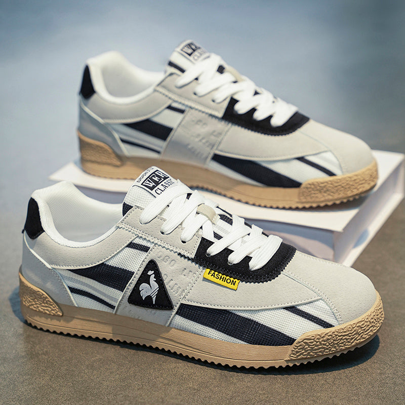 Sneakers in Retro Suede and Mesh with Sculpted Non-Slip Sole