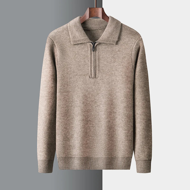 Men’s High Collar Quarter Zip Sweater