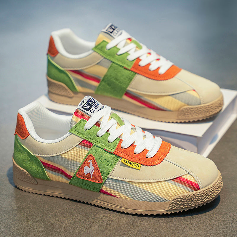 Sneakers in Retro Suede and Mesh with Sculpted Non-Slip Sole