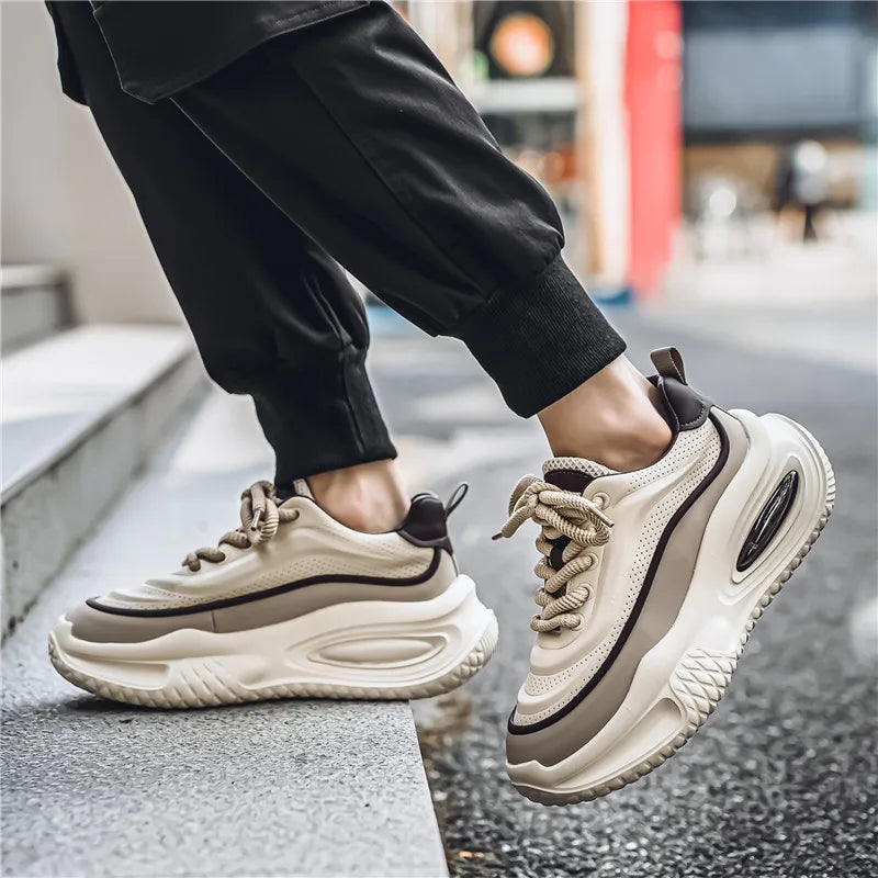 Sneakers in Breathable Mesh Retro Style with Thick Rubber Sole