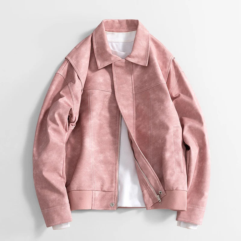 Men’s Bomber Jacket Vegan Faux Leather with Pockets