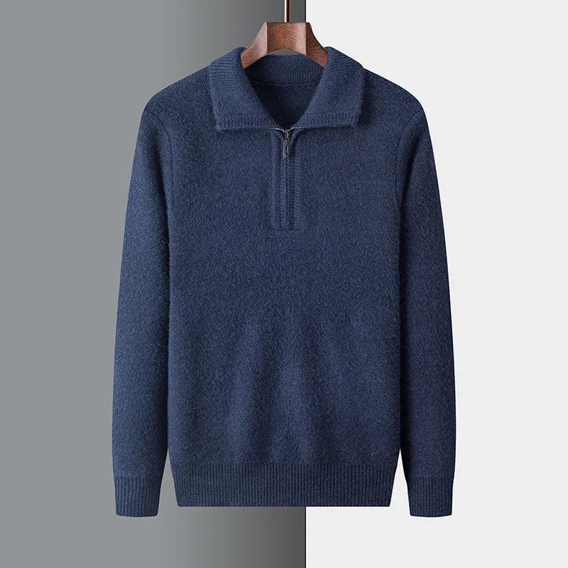 Men’s High Collar Quarter Zip Sweater