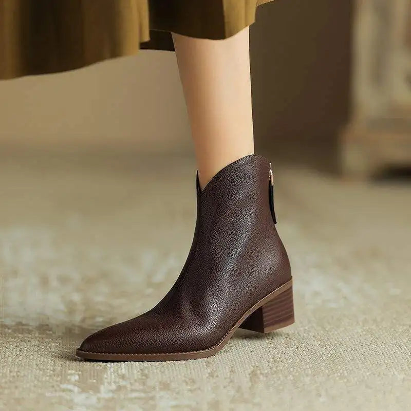 Women's Leather  Boots with Stiletto Heels