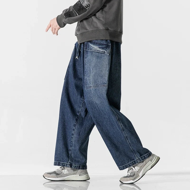 Men's Wide-Leg, Baggy Jeans with Pockets