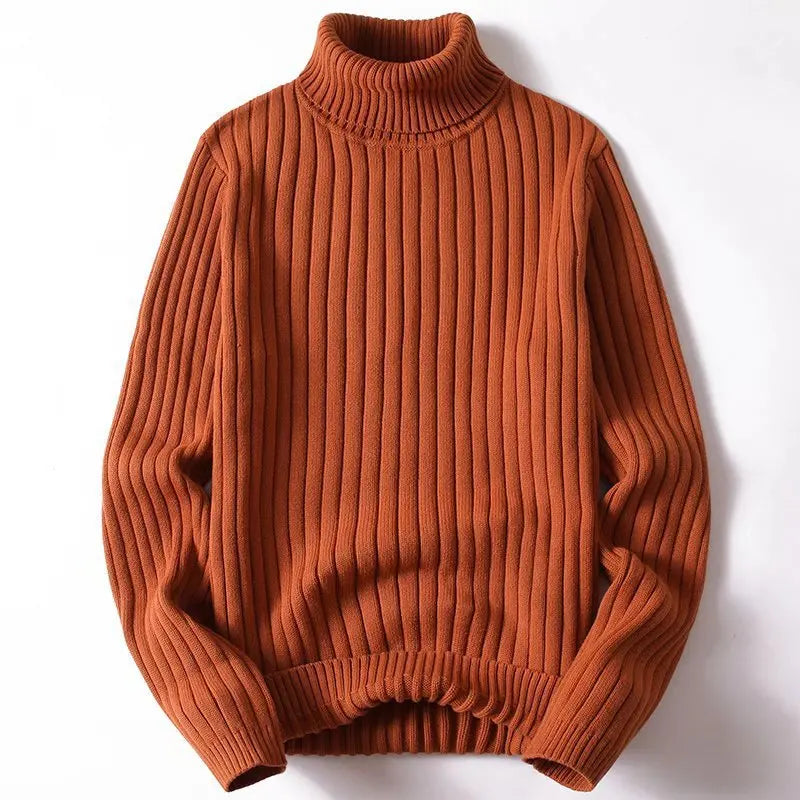 Thick-Knit Ribbed Turtleneck Sweater