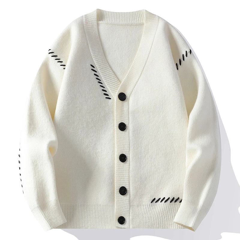 Men's Cotton V-Neck Cardigan with Buttons