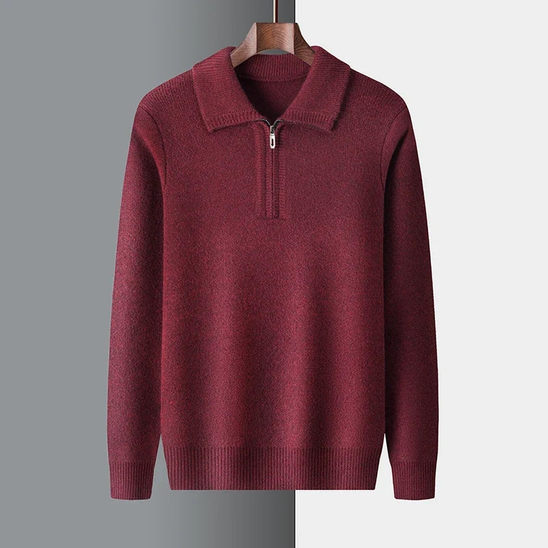 Men’s High Collar Quarter Zip Sweater