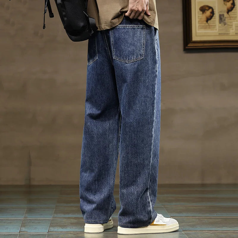 Men's Baggy Wide-Leg Jeans with Drawstring