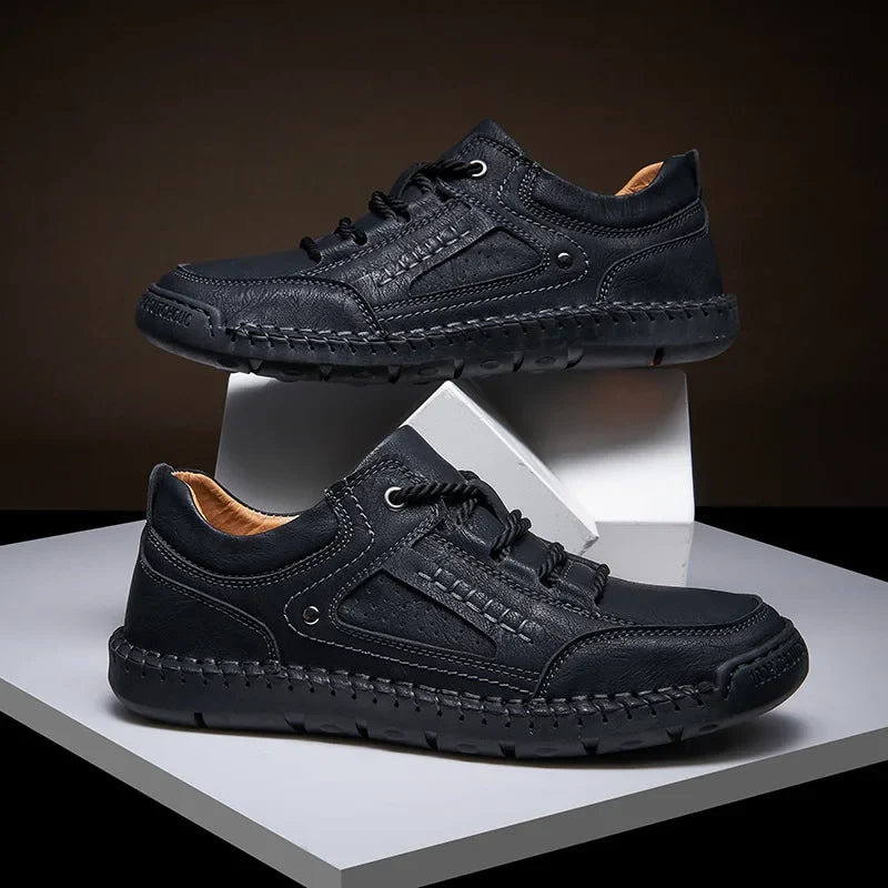 Sneakers in Genuine Leather Hiking Style with Durable Sole