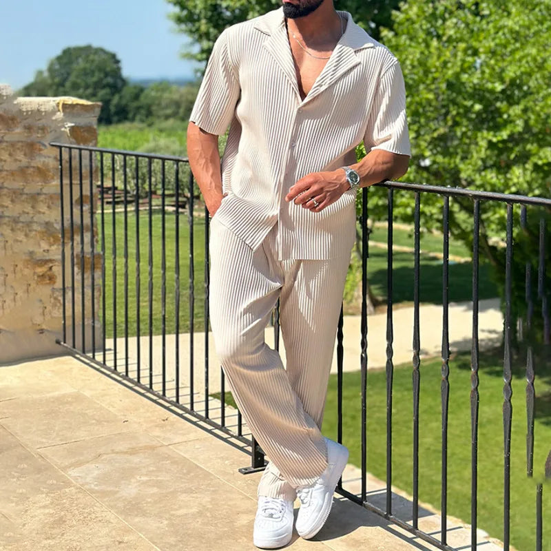 Men’s Summer Collar Suit Set