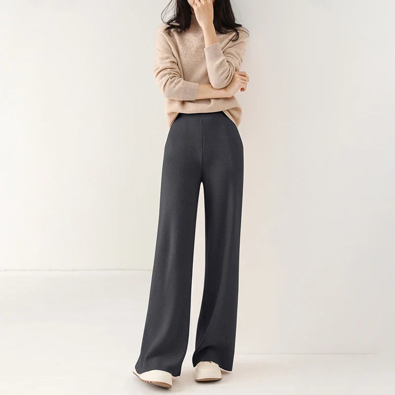 Women's High Waisted Merino Wool Wide Leg Palazzo Pants