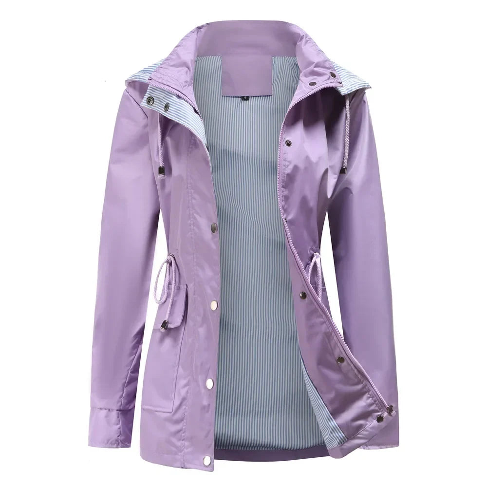 Women's Waterproof Winter Tailored Trench Coat with Buttons