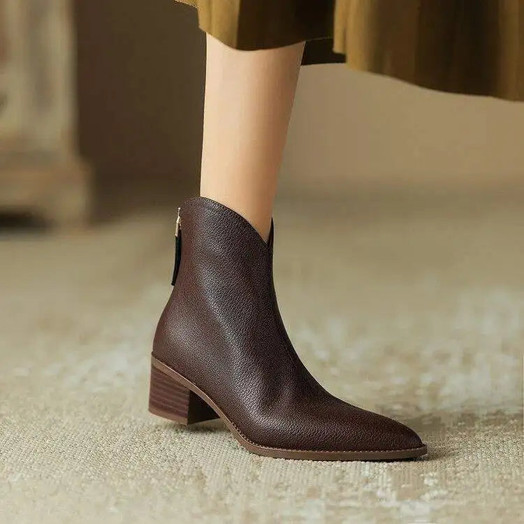 Women's Leather  Boots with Stiletto Heels