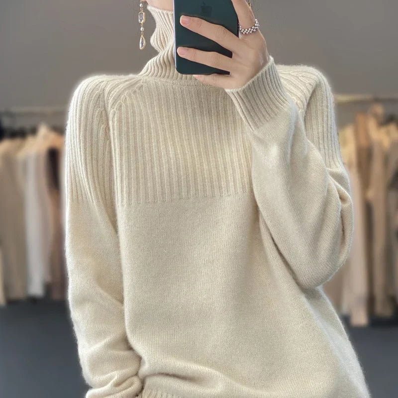 Relaxed-fit ribbed roll-neck Turtleneck Sweater