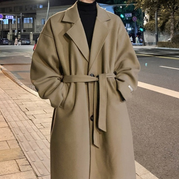 Men’s Winter Coat Elegant British-Style Long Woollen