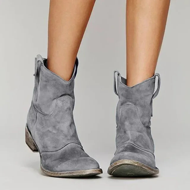 Women's Western-Style Ankle Boots with Padded Insoles