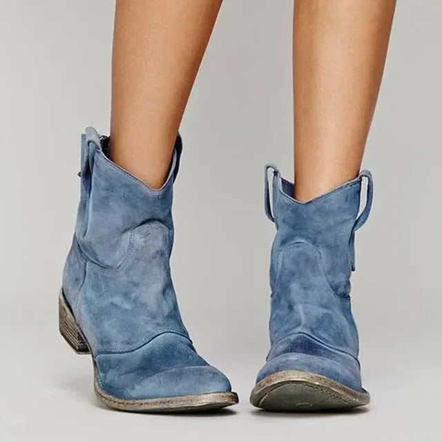 Women's Western-Style Ankle Boots with Padded Insoles