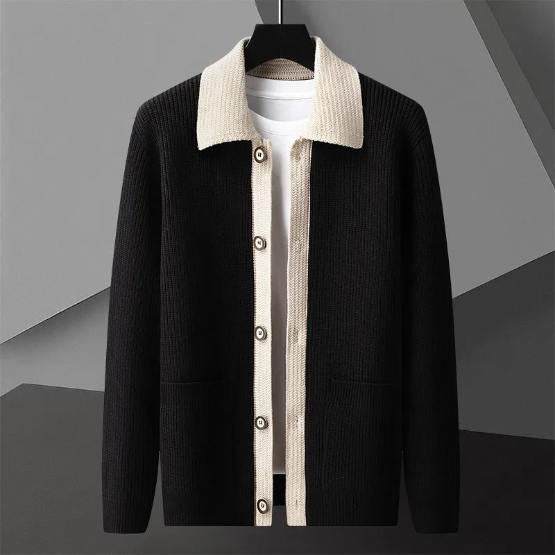 Men’s Handmade Two-Tone Knit Cardigan