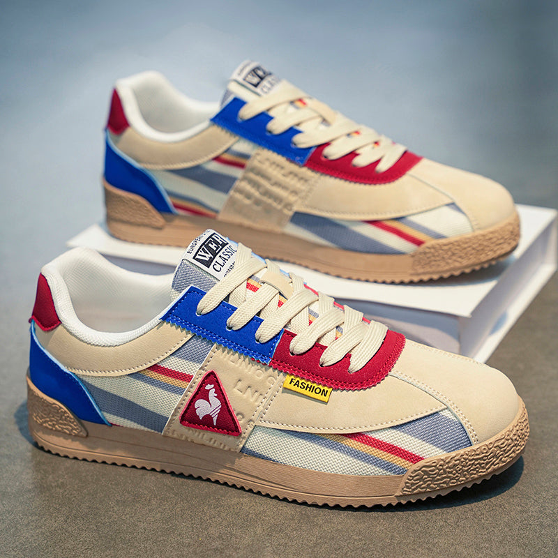 Sneakers in Retro Suede and Mesh with Sculpted Non-Slip Sole