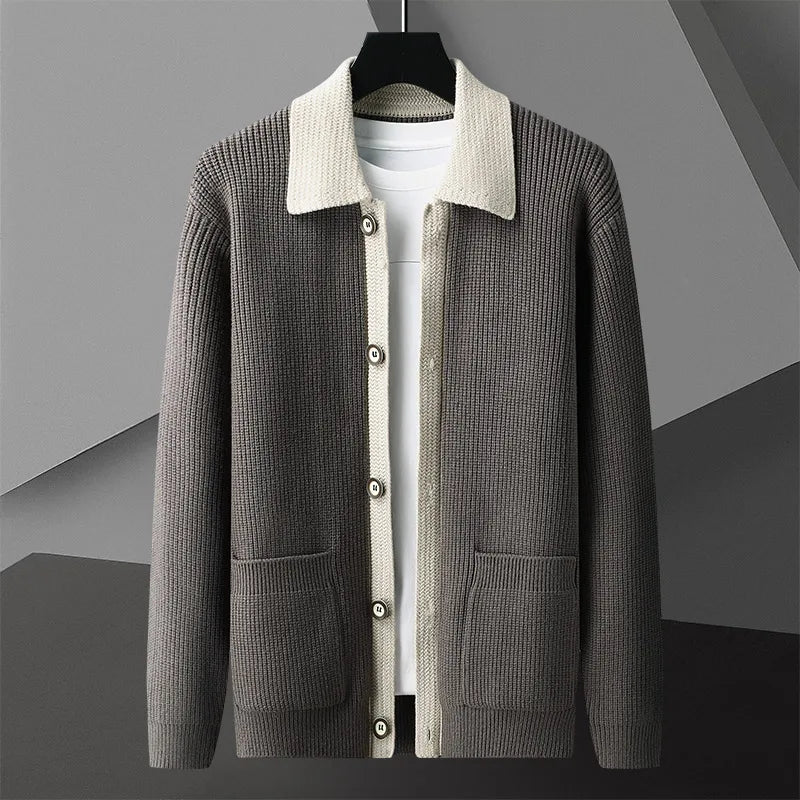 Men’s Handmade Two-Tone Knit Cardigan