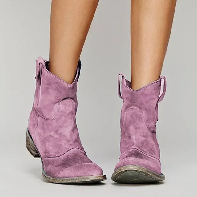 Women's Western-Style Ankle Boots with Padded Insoles