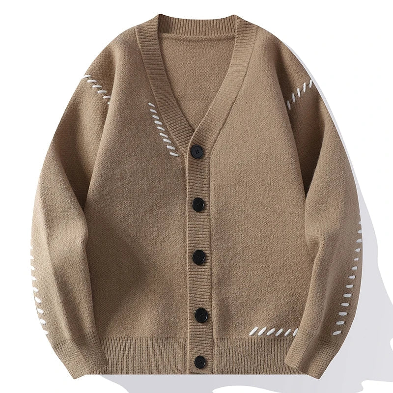 Men's Cotton V-Neck Cardigan with Buttons
