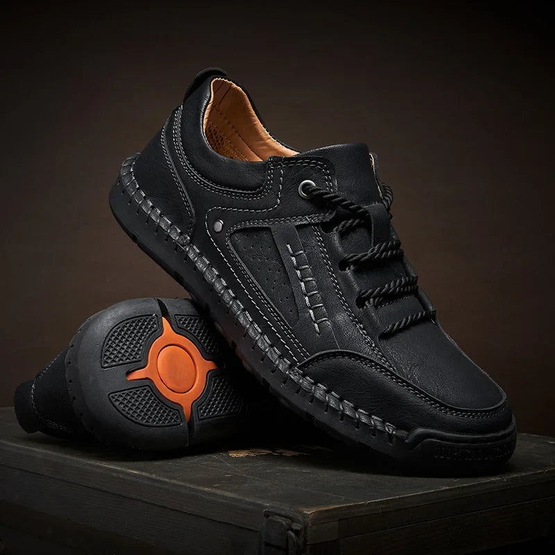 Sneakers in Genuine Leather Hiking Style with Durable Sole