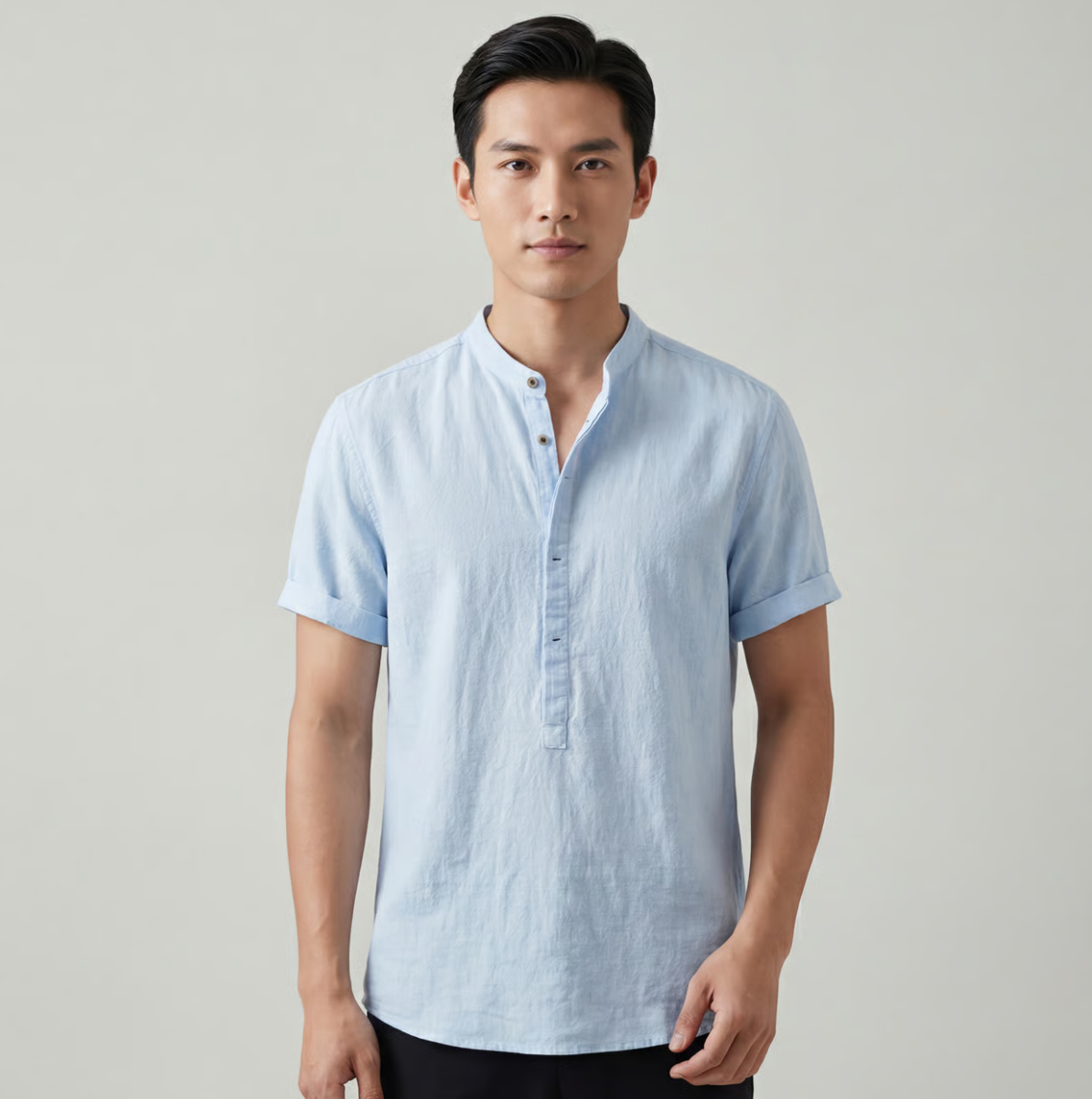 Miles Band Collar Short Sleeve Shirt