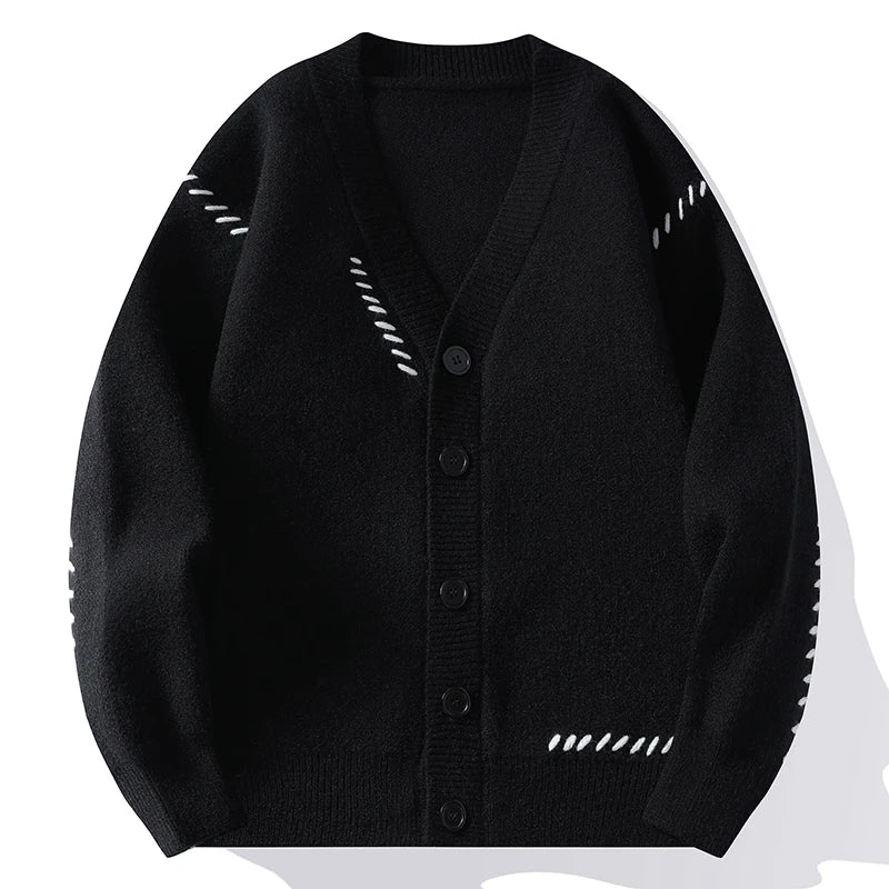 Men's Cotton V-Neck Cardigan with Buttons