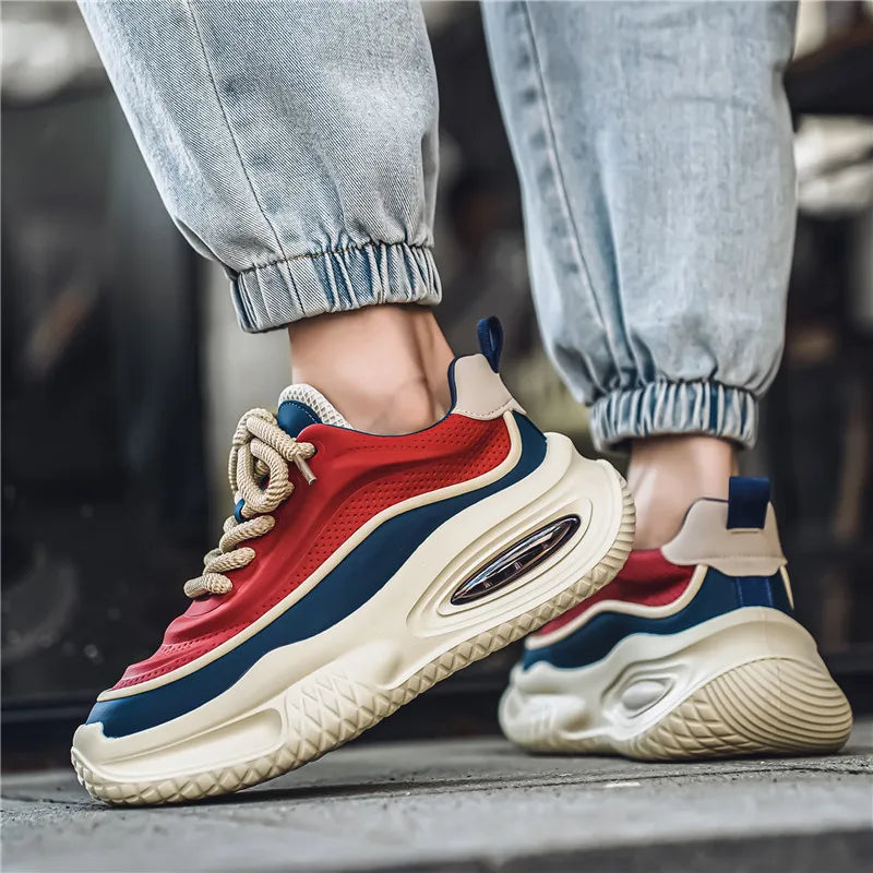 Sneakers in Breathable Mesh Retro Style with Thick Rubber Sole